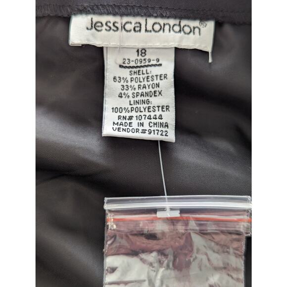 NWOT! JESSICA LONDON! "SHELL" WRAP STYLE FRONT BLACK KNEE LENGTH SKIRT! SZ 18 - Picture 4 of 7